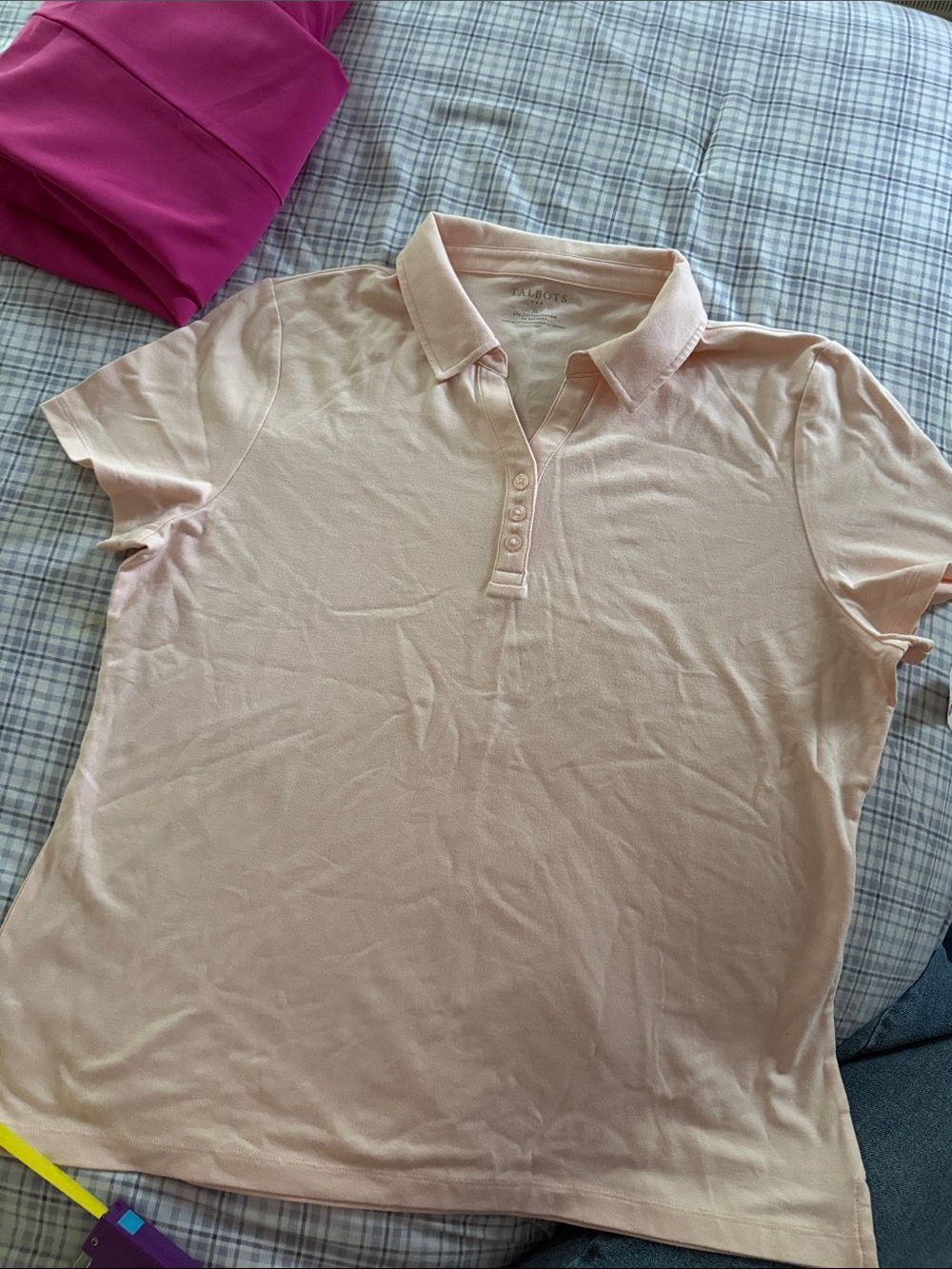 Talbots Pale Peach Short-Sleeve Polo
